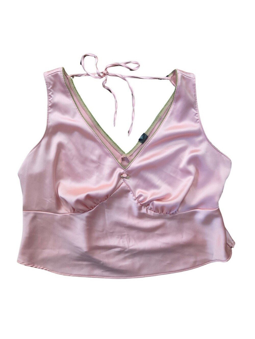 Y2K Style Pink Satin Babydoll Top Womens 2XL Coquette Crop Fairy Feminine Shirt